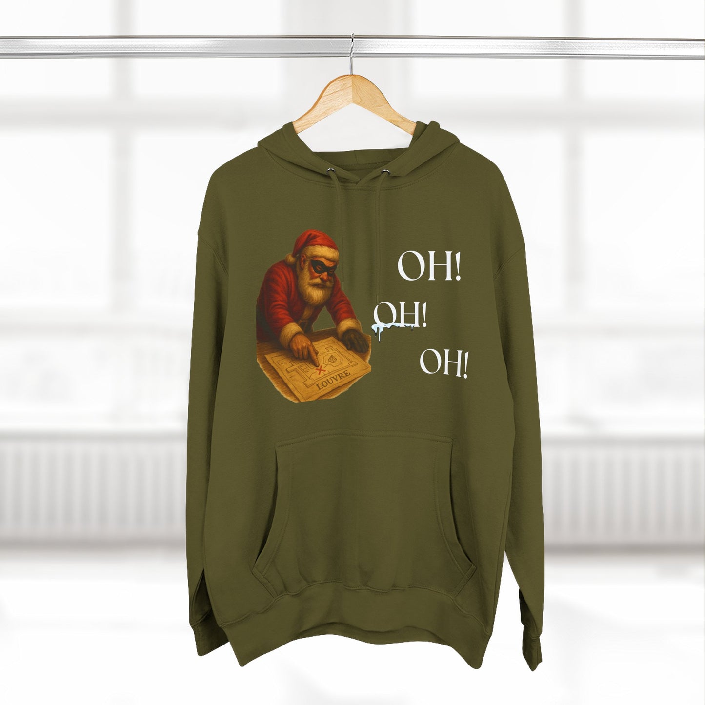 Vintage Santa Claus Oh! Oh! Oh! Hoodie | Christmas Holiday Sweater-Style Sweatshirt Printify