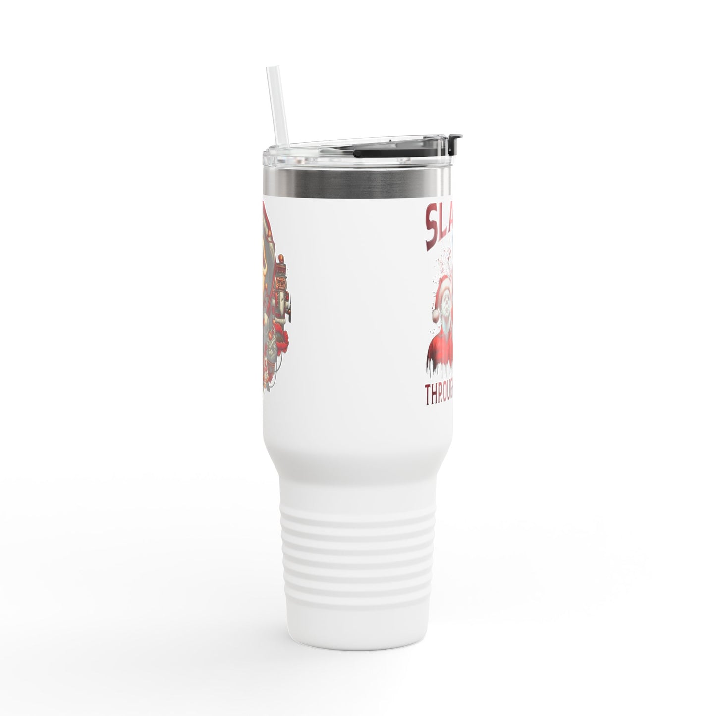 Travel Mug  "Slashin' Through the Snow" 40oz Insulated Christmas Tumbler Printify