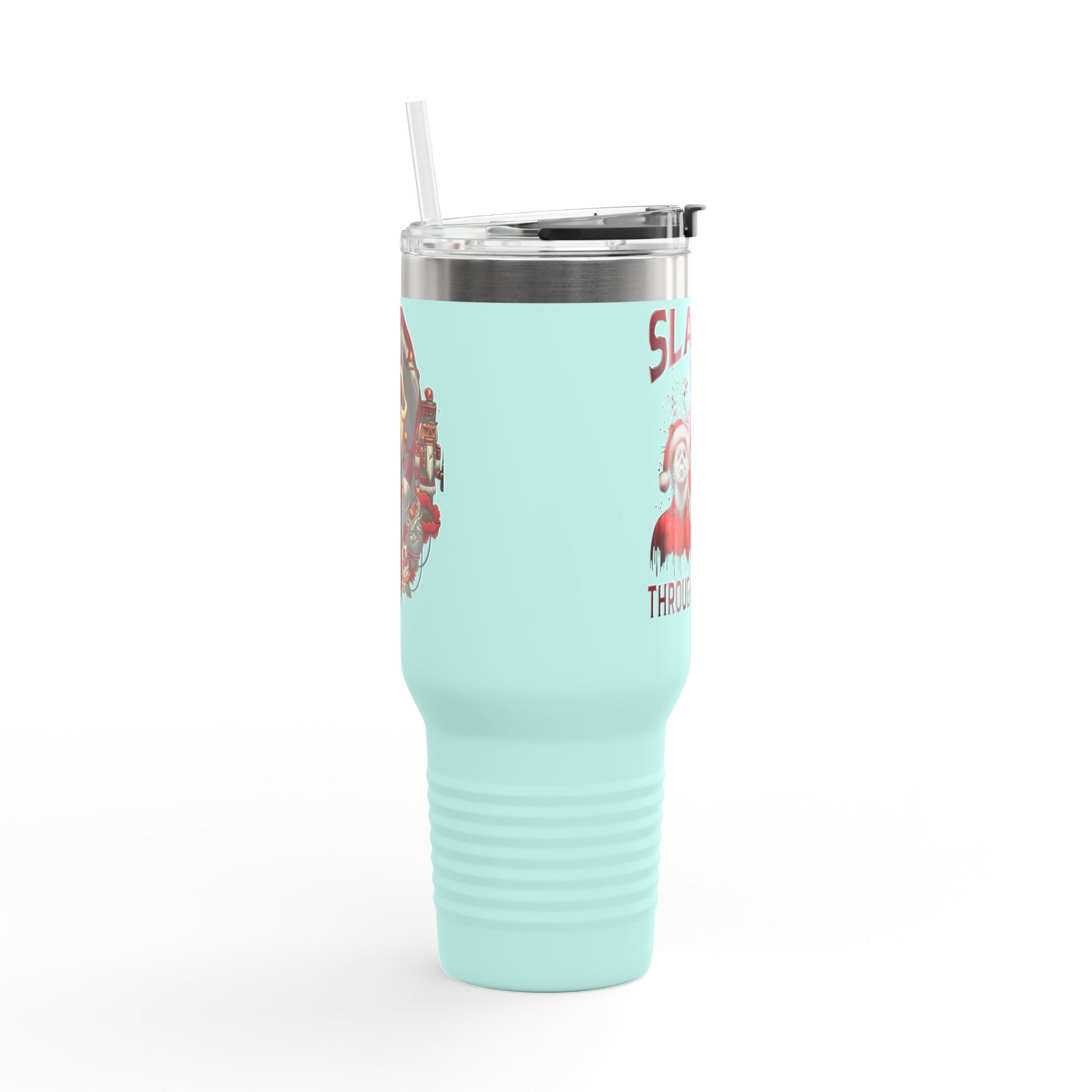 Travel Mug  "Slashin' Through the Snow" 40oz Insulated Christmas Tumbler Printify