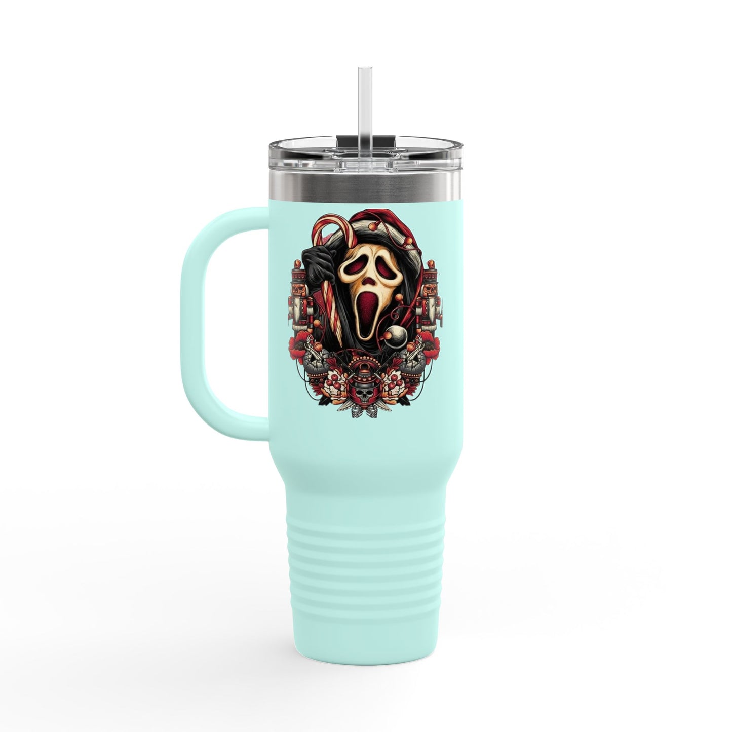 Travel Mug  "Slashin' Through the Snow" 40oz Insulated Christmas Tumbler Printify